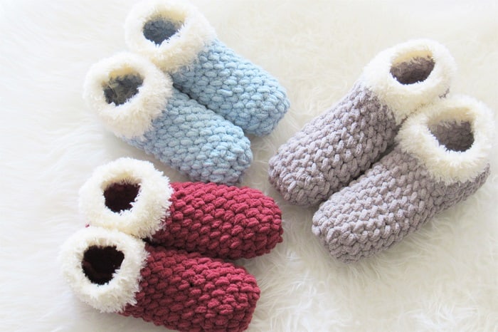 Chunky crochet slippers