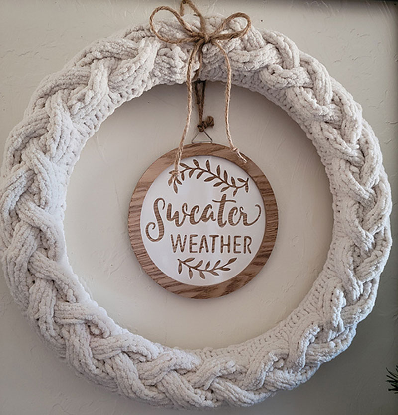 Cozy winter sweater wreath