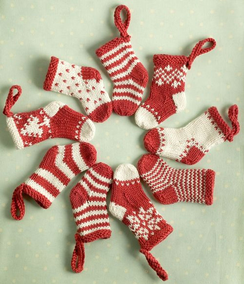 Knitted mini Christmas stockings