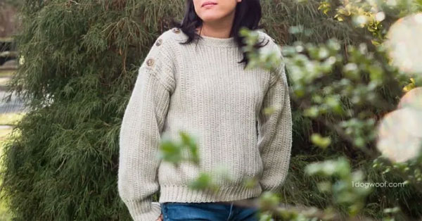 The high-line button-shoulder crochet sweater