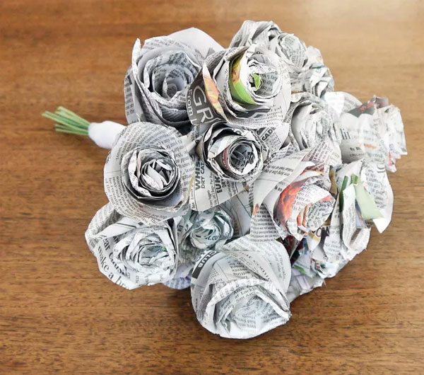 Wedding DIY: Homemade Newspaper Toss Bouquet