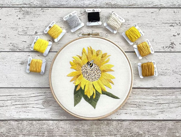 Paint a Sunflower With Needle and Thread