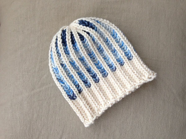 Bicolor Brioche Stitch Hat