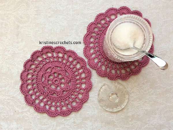 Crochet Floral Doily Coaster