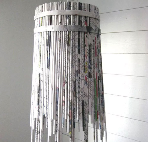 Rolled Newspaper Lamp Shade