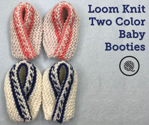 Colorful Loom Knit Baby Booties