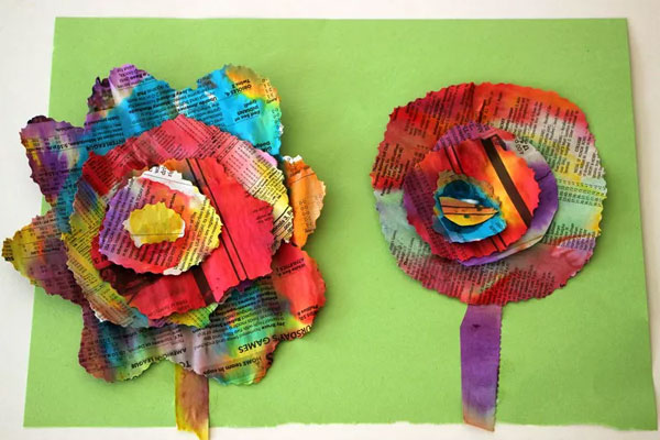 Recycled Newspaper Flowers