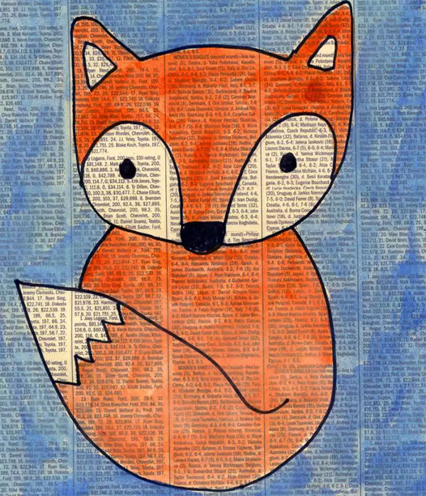 Fox Painting on Newspaper