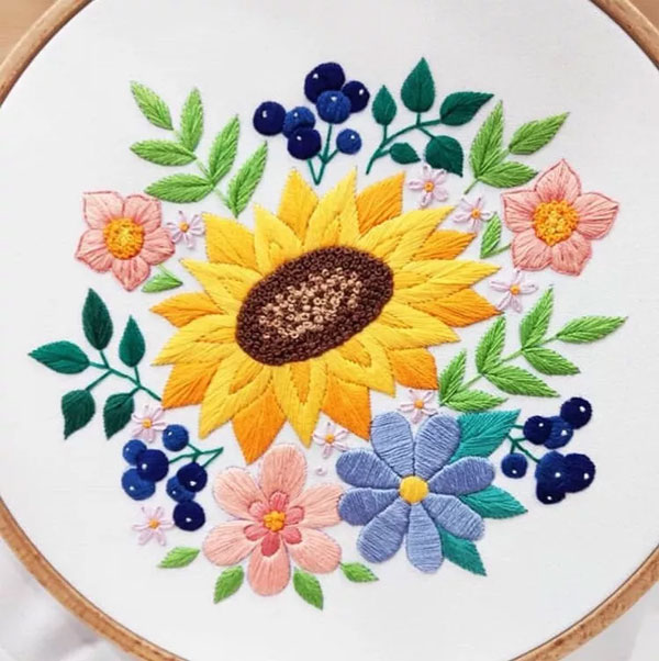 Embroider a Summer Sunflower Bouquet