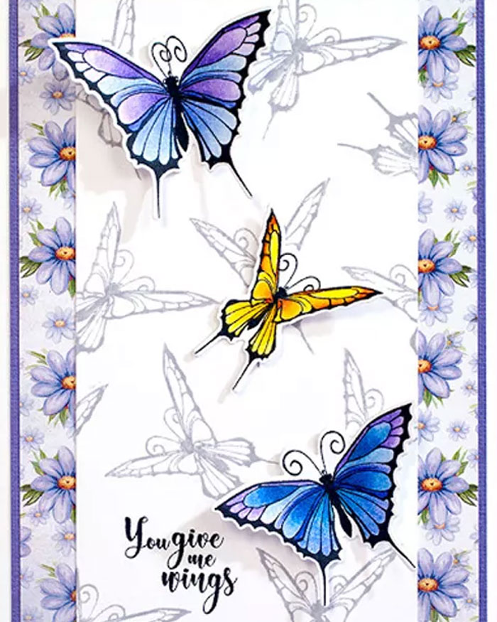 Butterfly Card Colored with Prismacolor Pencils