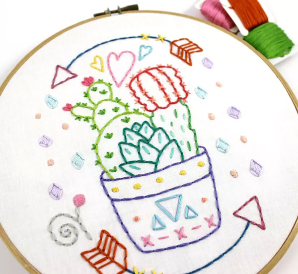 Hand Embroider Some Colorful Cacti