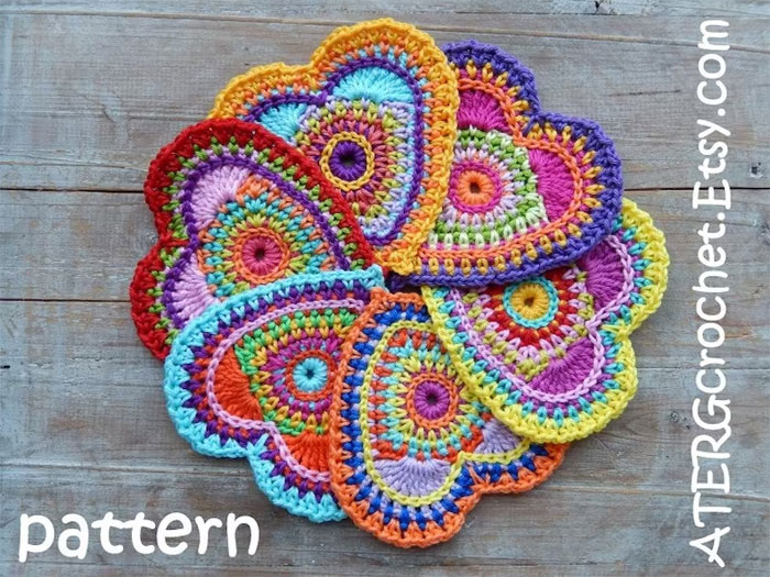 Color Burst Crochet Heart Pattern