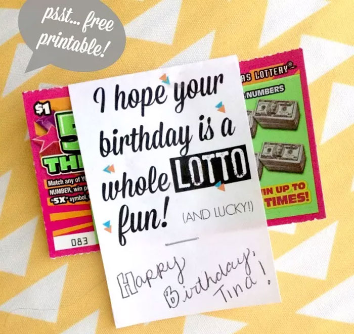 Printable Lotto Birthday Card
