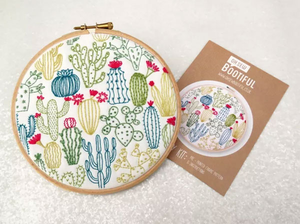 Filla Hoop with Embroidery Cacti