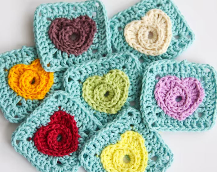 Granny Square Crochet Heart