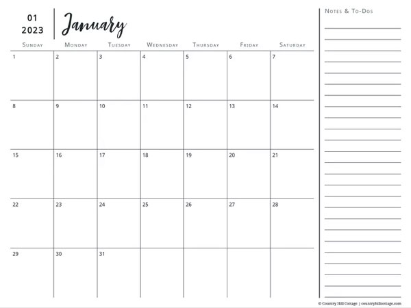 Vertical and Horizontal 2023 Printable Calendars